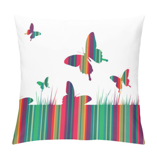 Personality  Butterflies And Colorful Grass Pillow Covers