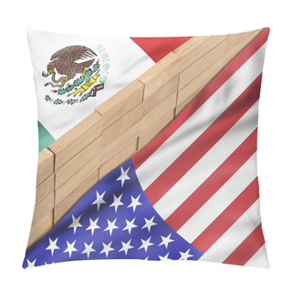 Personality  Build The Wall With USA And Mexico. Pillow Covers