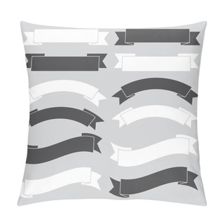 Personality  Old Ribbon Banner ,black And White. Pillow Covers
