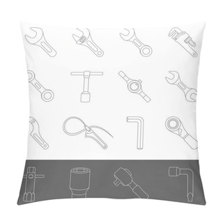 Personality  Line Icons - Sixteen Different Types Of Wrenches Pillow Covers