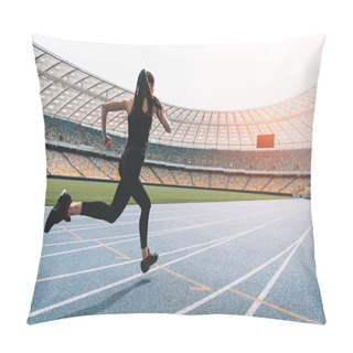 Personality  Sportswoman Running On Stadium  Pillow Covers