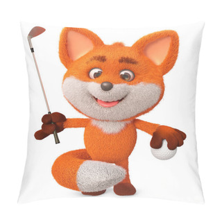 Personality  3d Illustration Funny Little Fox Play Golf Pillow Covers