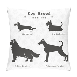 Personality  Stylized Set Of Four Dog Breeds Pillow Covers