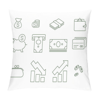Personality  Vector Finance Icons On White Background Pillow Covers