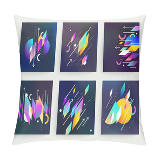 Personality  Set Of Geometric Colorful Flyers Pillow Covers