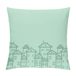 Personality  Doodle Town Houses Horizontal Seamless Pattern Background Pillow Covers