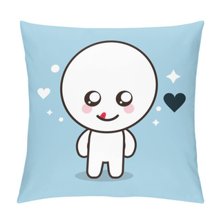 Personality  Kawaii Cartoon Circle Face Expression Cute Icon. Vector Graphic Pillow Covers