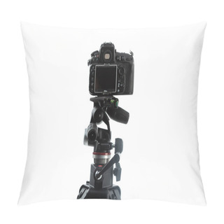 Personality  Professional Digital Camera On Tripod Isolated On White Pillow Covers