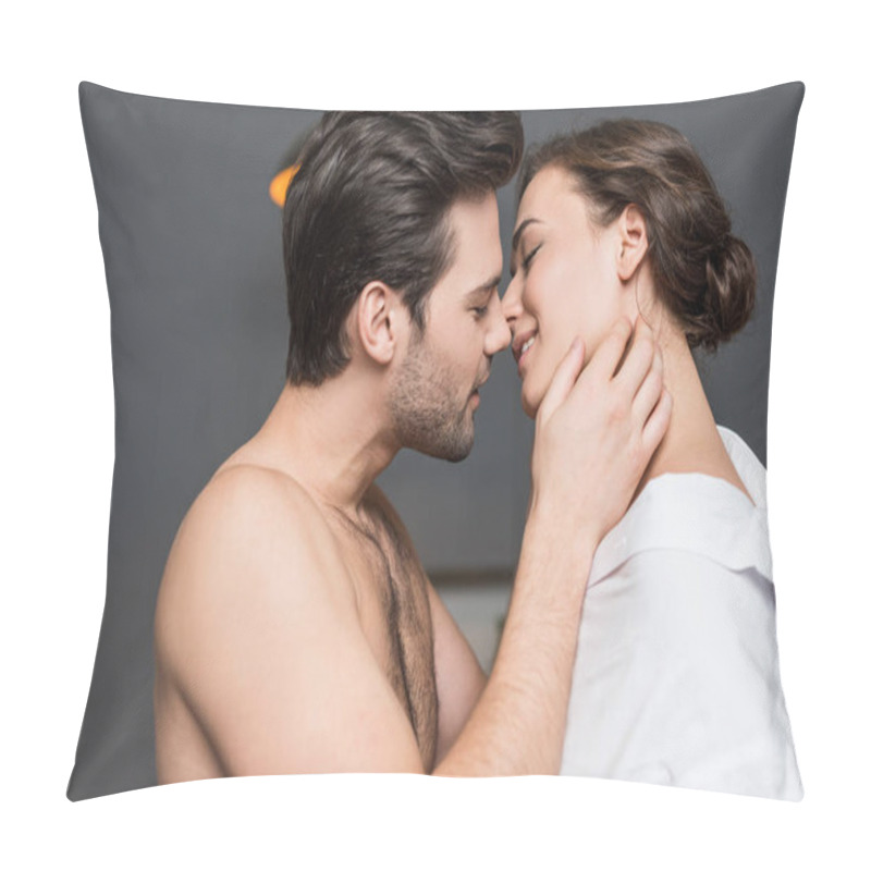 Personality  Adult Boyfriend Gently Touching Girl And Trying To Kiss Pillow Covers