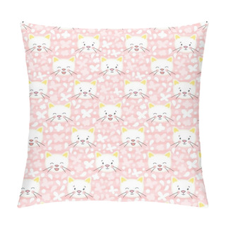 Personality  White Kitten Vector Seamless Pattern. Pillow Covers
