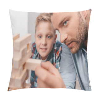 Personality  Fatehr And Son Playing Wood Block Game Pillow Covers