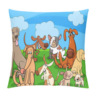 Personality  Dog Characters Group Cartoon Illustration Pillow Covers