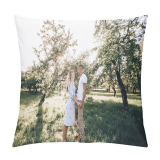 Personality  Happy Young Couple In Love Hugging Enjoys Spring Day, Loving Car Pillow Covers