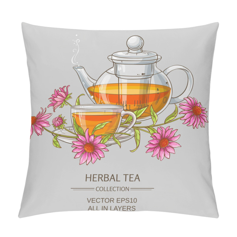 Personality  Cup Or Echinacea Tea And Teapot  Pillow Covers