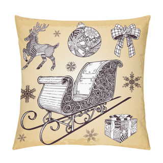 Personality  Hand Drawn Christmas Sleight Decoration Doodles Pillow Covers