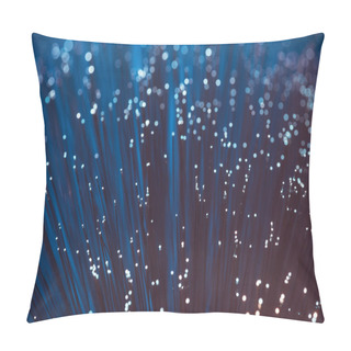 Personality  Close Up Of Glowing Fiber Optics On Dark Texture Background Pillow Covers