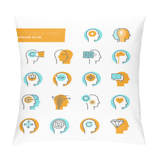 Personality  Human Mind Metaphors Line Icons  Pillow Covers