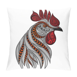 Personality  Abstract Vector Rooster With Red Crest Pillow Covers
