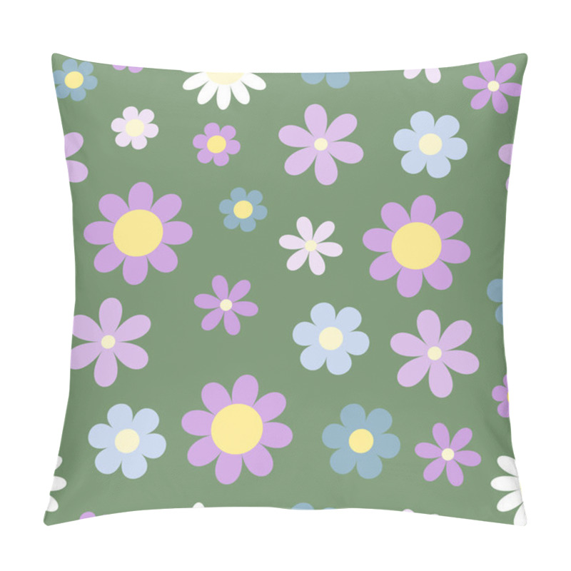 Personality   simple stylizet fllower seamless pattern on green background, vintage style pillow covers