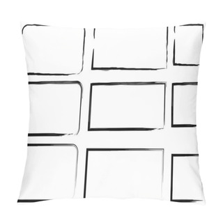 Personality  Sketch Set With Black Brush Strokes Rectangles. Hand Drawn Abstract Vector Set. Outline Drawing. Stock Image. EPS 10. Pillow Covers