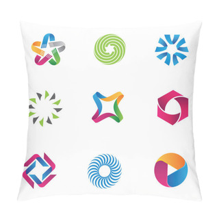 Personality  Cool And Colorful Social Circle Community Loop Logotype And Icon Symbol Pillow Covers