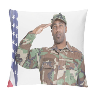 Personality  US Marine Corps Soldier Saluting American Flag Pillow Covers