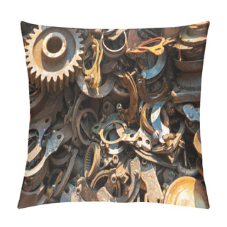 Personality  Old Rusty Metal Scrap, Used Machine Spares And Car Parts Can Be Used As Mechanic Industrial Background Pillow Covers