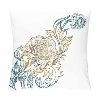 Personality  Abstract Flower. Vector Hand Drawn Illustration, Isolated Pillow Covers