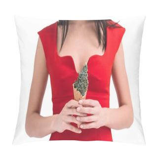 Personality  Woman With Ice Cream Cone Pillow Covers
