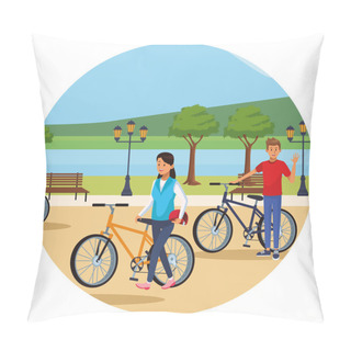 Personality  Couple In Bicicles Pillow Covers