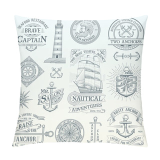Personality  Set Of Vintage Nautical Labels Pillow Covers