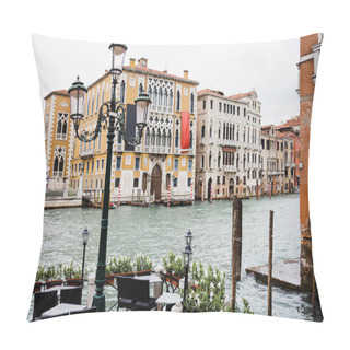 Personality  Outdoor Cafe With View At Canal And Ancient Buildings In Venice, Italy  Pillow Covers