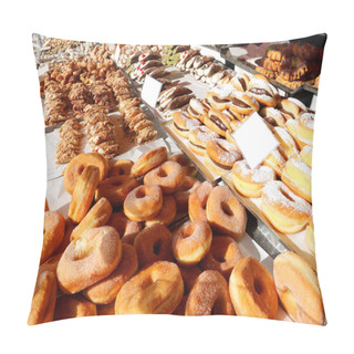 Personality  Many Fried Doughnut And More Pastries With Sugar For Sale At Kio Pillow Covers