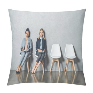 Personality  Multicultural Businesswomen Waiting For Interview Pillow Covers