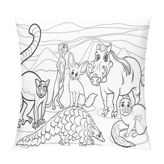 Personality  African Animals Cartoon Coloring Page Pillow Covers