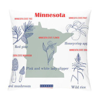 Personality  Minnesota. Set Of USA Official State Symbols Pillow Covers