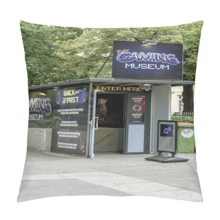 Personality  Vienna, Austria 18 Aug 2023. Gaming Museum: A Former Torture Museum Transformed. Discover Video Game Evolution, Programming Courses, And Plans For The World's Largest Gaming Collection. Pillow Covers