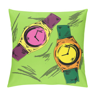 Personality  Vector Vintage Watch Vector Illustration  Pillow Covers
