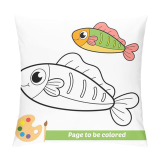 Personality  Coloring Book For Kids, Fish Vector Pillow Covers