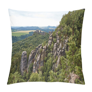 Personality  Beautiful Landscape With Old Rocks And Forest In Bastei, Germany Pillow Covers