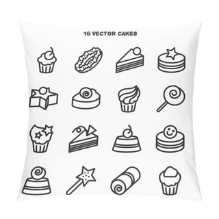 Personality  Collection Of Bakery And Cake Icons. Pillow Covers