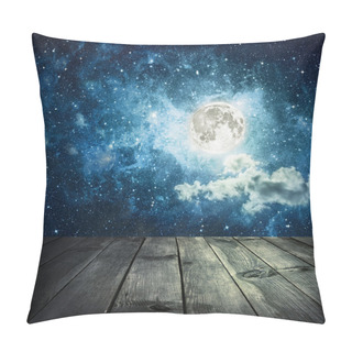 Personality  Night Sky With Stars And Full Moon, Wooden Planks Pillow Covers