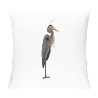 Personality  Blue Heron On White Pillow Covers