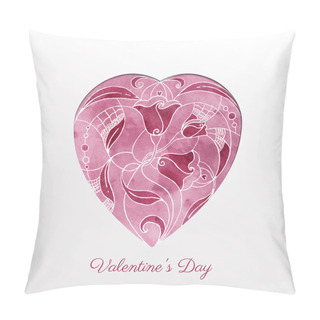 Personality  Watercolor Heart Hand Drawn. Abstract Illustration. Paper Card Pillow Covers