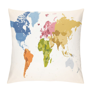 Personality  Vintage Colors Vector Political World Map Pillow Covers