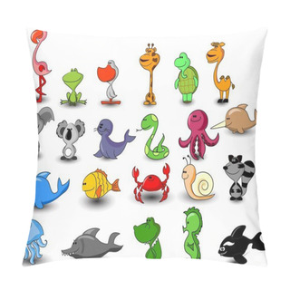 Personality  Vector Set Of Different Cute Animals Pillow Covers