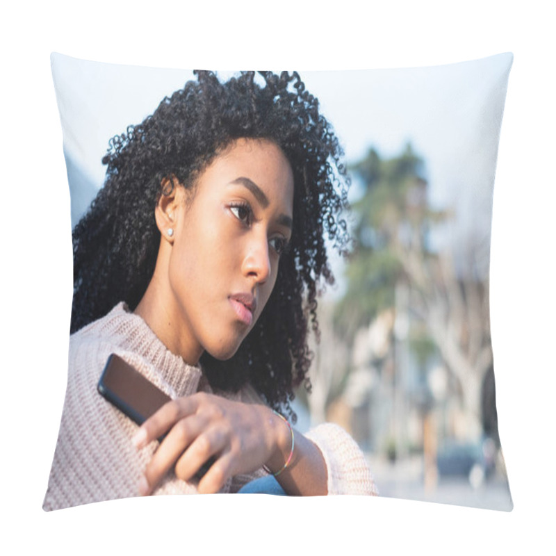 Personality  Sad And Lonely Teenager Portrait In The City Street Pillow Covers