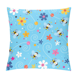 Personality  Bees And Flowers Pattern Pillow Covers