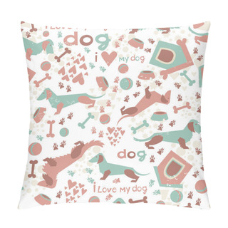 Personality  Funny Vector Dachshunds Seamless Pattern Pillow Covers