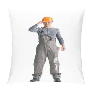 Personality  Construction Worker In Overall And Helmet Pillow Covers